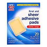 Rite Aid Sheer Adhesive Bandages with Sterile Non Stick Pad, 3" x 4" - 20 Count | Wound Care Supplies | Bandage Wrap | First Aid Supplies | Medical Tape for Skin Bandages | Bandage Wrap