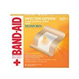 Band-Aid Brand Infection Defense Adhesive Wound Covers with Neosporin Antibiotic Ointment On The Pad for First Aid Wound Care, Bacitracin Zinc & Polymyxin B Sulfate, Sterile, Large, 6 ct