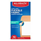 All Health Flexible Fabric Adhesive Bandages, XL 2 in x 4 in, 10 ct | Extra Large Flexible Protection for First Aid and Wound Care