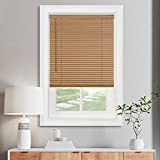 Cordless Light Filtering Mini Blind - 35 Inch Length, 64 Inch Height, 1" Slat Size - Woodtone - Cordless GII Morningstar Horizontal Windows Blinds for Interior by Achim Home Decor