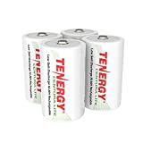 Tenergy Centura Lite 1.2V NiMH Rechargeable D Battery, 3000mAh Low Self Discharge D Cell Batteries, Pre-Charged D Size Battery, UL Certified, 4 Pack