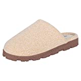 Jessica Simpson Women's Soft Knit Memory Foam Clog Slippers with Indoor/Outdoor Sole, Yellow Speckle, Large