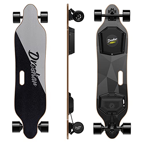 DresKar Electric Skateboard 900W Dual Brushless Motor 25MPH Top Speed 3 Speed Adjustment 12.5 Miles Range Electric Longboard with Wireless Remote Control 7 Layer Maple Deck Max Load 286Lbs
