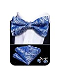 YOHOWA Men's Pre-Tied Bow Tie Formal Silk Adjustable Colorful Bowties for Men/Boys Handkerchief Cufflinks Set