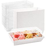 Ocmoiy 50 Pack Paper Sandwich Boxes with Clear Secure Lids, 7.5 inches Long White Disposable Food Containers Bakery Boxes for Strawberries, Chocolate Covered Cookies, Hot Cocoa Bombs