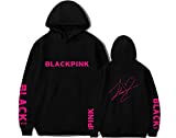 Allfwin Blackpink Hoodie Lisa Jennie Jisoo Ros Autographed Kpop Hooded Sweatshirt Jacket Sweater Pullover (Black-Jisoo,X-Large)