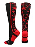 Crazy Socks with Stars Over the Calf Socks (Black/Red, Small)