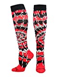 MadSportsStuff Crazy Tie Dye Socks Over the Calf (Red/Black/White, Medium)