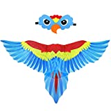 Bird-Costume-Parrot-Wings for Kids with Bird Mask, Boys Girls Eagle Dress-up Halloween Party Favors (Blue)