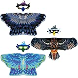 Creatoy 6 PCS Kids Bird Wings Costumes, Eagle Costume with Hawk Beak Masks Parrot Owl Halloween Boys Dress Up Costumes for Play