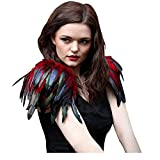 L'vow Natural Real Feather Epaulet Shrug Shoulder Strap Halloween Costumes Pack of 2 (Red)