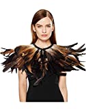 L'VOW Gothic Black Feather Cape Shawl Collares Halloween Maleficent Costume for Adult (Nature Color-003)
