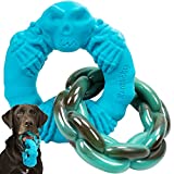 Rmolitty Dog Toys for Aggressive Chewers Large Breed, Indestructible Interactive Tough Dog Chew Toys for Medium Large Dogs, Non-Toxic Natural Rubber & Nylon Durable Teething Double-Ring Chew Toys