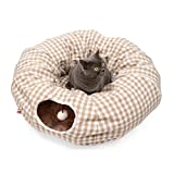 Shospring Cat Circular Tunnel Tube and Comfortable Cushion Multiple Bed Beige SP001 32 x 32 x10 inch