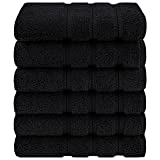 American Soft Linen, 6 Piece Hand Towel Set, 100% Turkish Cotton 16 in 28 in Hand Towels for Bathroom, Soft Absorbent Hotel Quality Quick Dry Hand Face Towels, Black
