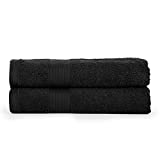 Ample Dcor Hand Towel  100% Cotton  600 GSM  Super Absorbent  Thick and Durable  for Hotel, Bathroom, Spa, Daily Use, Gym  Machine Washable  18 X 28 Inch  Pack of 2  Black