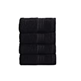 TRIDENT Soft and Plush, 100% Cotton 4 Piece Hand Towels for Bathroom , Highly Absorbent, Hotel Luxury , Super Soft , Salon Towels, Soft Comfort, 500 GSM (Black)