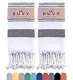 Ruvy Home Basics Turkish Hand Towels for Bathroom Set of 2 | 18"x40", Cotton | Bathroom Hand Towels & Decorative Hand Towels for Bathroom, Kitchen, Yoga, Gym, Spa, Tea, Dishcloth and Face - Black