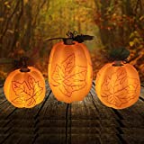 MXTCLM Flickering Pumpkin Flameless Candles, LED Pumpkin Candles, Pumpkin Electronic Candles, Battery Operated Real Wax Candle with 6 Hours Timer, Pack of 3