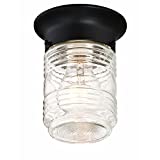 Design House 587220 Jelly Jar 1-Light Indoor/Outdoor Flush Mount Ceiling Light, Black