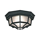 Designers Fountain 2067-BK Builder Cast Aluminum 1 Outdoor Incandescent Flush Mount Ceiling Light, 10.5 in W, Black