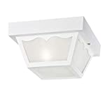 Ciata Porch Ceiling Light, Outdoor Porch Light, Flush Mount Indoor/Outdoor Light Fixture, 60 Watts, E26 Base, Frosted Glass Panels for Porch, Patio, Garage Door, Balcony in White Finish