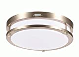 Cloudy Bay Indoor & Outdoor 13 inch 5 Color LED Flush Mount Ceiling Light,2700K/3000K/3500K/4000K/5000K Selectable,120V 23W 1400lm CRI90+ Dimmable,Brushed Nickel, Wet Location