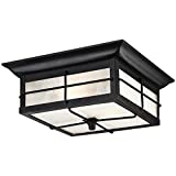 Westinghouse Lighting 6204800 Orwell Two-Light Outdoor Flush-Mount Fixture, Textured Black Finish on Steel with Frosted Seeded Glass