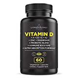 Livingood Daily Vitamin D, 60 Capsules - D3 Vitamin (4000 IU) Plus K2 Vitamin (200mcg) - Powerful Vitamin D3 K2 with Vitamin A, Vitamin E, Zinc, Magnesium & Probiotic Blend - Effective 9 in 1 Formula