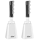 Eastar 10" Steel Cow Bell with Handle Cowbells, Noise Makers, Cheering Loud Call Bell for Sporting Events Football Games Christmas Party School Wedding Farm, White, 2-Pack