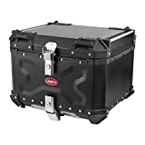 LASIEYO 45L Motorcycle Top Case, Aluminum Motorcycle Trunk Tour Tail Box with Security Lock for Store Helmet Large Luggage, Waterproof Motorcycle Top Box, Universal Motorcycle Accessories (Black)