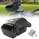 EGO BIKE Black Motorcycle Trunk Tour pack Luggage Compatible with Harley Honda Yamaha Suzuki Cruiser Motorcycle Luggage Tour Trunk Tail Box with Top Rack Backrest