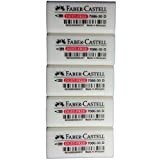 Faber-Castell Pencil Eraser, Extra Soft, Dust Free, Clean Erasing, Excellent, Minimal Crumbling, Pack of 5 (4 x 1.9 x 1.2 cm)