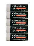 Faber-Castell Extra Soft Large White Pencil Eraser Set, Dust Free Excellent Clean Erasing For School Kids Art Drawing Office, 2.45x0.9x0.5 Inches (Pack of 5)