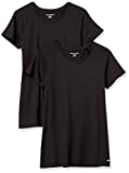 Amazon Essentials Women's Tech Stretch Cap-Sleeve T-Shirt, Pack of 2, Black, Medium