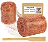 Wanqueen Copper Mesh Roll with Packing Tool, Sturdy 32 Feet Copper Wool Fill Fabric, Bird Rodent Repellent Copper Blocker Knitted for Distilling, Snail Birds Mouse Rat Control