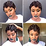 G&T Wig Finger Wave Wig Short Syntheyic Curly Wigs for Black Women Nuna Wig 1920s Cosplay Costume Halloween Party Daily Use (1B)