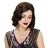 STfantasy Finger Wave Wig 1920s Retro Mid Length Long Curly Synthetic Hair for Women Cosplay Halloween Party Costume (Brown)