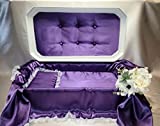 Newnak's Pet Caskets-Pet Casket White/Purple 3 Sizes -Pet Loss Burial Memorial - Pet Casket for Dogs, Cats, Animals (Deluxe) (Small)