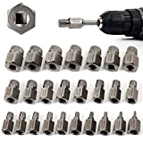 THINKWORK Upgrade Screw Extractor Set, 25-Piece 3/8" Inch Drive Easy Out Bolt Extractor Set, Multi-Spline, for Removing Broken Studs, Bolts, Screws