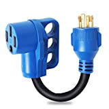 Wadoy 30Amp Male Plug to 50Amp Female RV Camper Power Adapter 4 Prong Locking Electrical Generator Cord Adapter with Handle