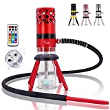 Moonwalker by CLOXZY | Luxury Premium Acrylic and Metal Hookah with Hose Tongs Multicolor LED Light | Portable and Perfect Fit for Indoor and Outdoor smoking (Included Carry bag) (Red/Black)