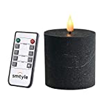 smtyle Halloween Black Fllickering Flameless Candles Home Decor Battery Operated with None-Moving Flame Wick LED Pillar Candle 3 x 3 inch