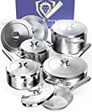 DALSTRONG 12-Piece Premium Kitchen Cookware Set - The Avalon Series - 5-Ply Copper Core - Hammered Finish Pots and Pans Set - Silver - Cooking Set - w/Lid & Pot Protector