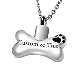 Fanery sue Personalized Custom Cremation Jewelry Urn Necklace for Ashes Keepsake Dog Pet Memorial Pendant(Silver)