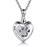 MANBU 925 Sterling Silver Cremation Jewelry for Pet Ash - Memorial Ash Pendant Urn Necklace for Dog Cat Women Remembrance Keepsake Gift for Loss of Loved Furry Friend (pet urn Locket Necklace)