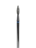 E-file nail drill bit for manicure and pedicure, Russian electric file bits, Diamond, flame (drop) with a rounded tip 023, medium grit, NON PAINFUL Efile bits for salon quality manicures and pedicures