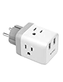 France Germany Power Adapter, TROND 5-in-1 Schuko European Travel Plug Adapter with 2 USB Ports, 3 American Outlets, for US to EU Paris Spain Portugal Austria Hungary Russia, White, ETL Listed