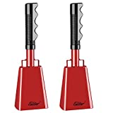 Eastar 10" Steel Cow Bell with Handle Cowbells, Noise Makers, Cheering Loud Call Bell for Sporting Events Football Games Christmas Party School Wedding Farm, Red, 2-Pack