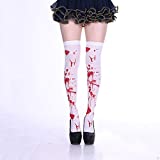 Halloween Socks Bloody Zombie Nurse Costume Horror Over Knee Thigh High Long Women Girls Stockings for Cosplay Party Secret Room Escape III